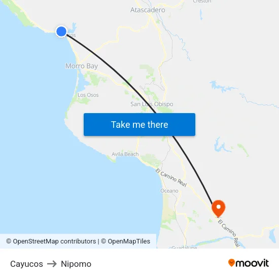 Cayucos to Nipomo map