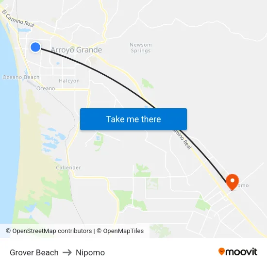 Grover Beach to Nipomo map
