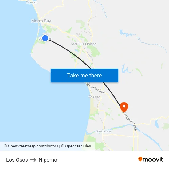 Los Osos to Nipomo map