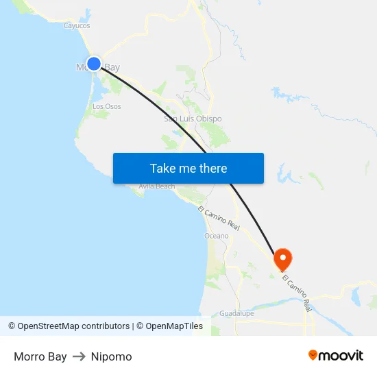 Morro Bay to Nipomo map