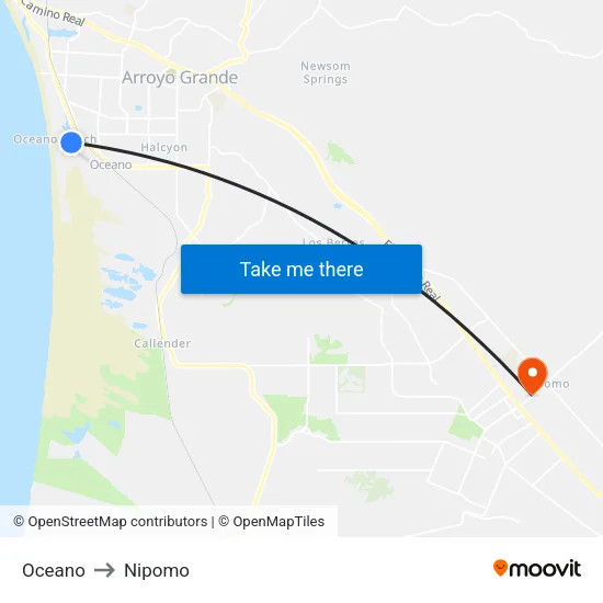 Oceano to Nipomo map