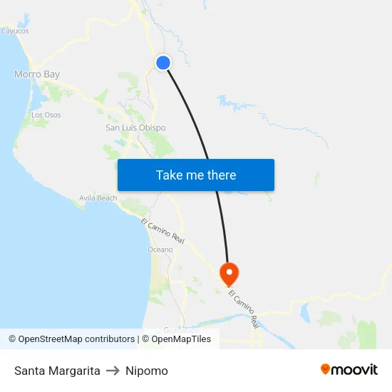 Santa Margarita to Nipomo map