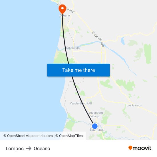 Lompoc to Oceano map