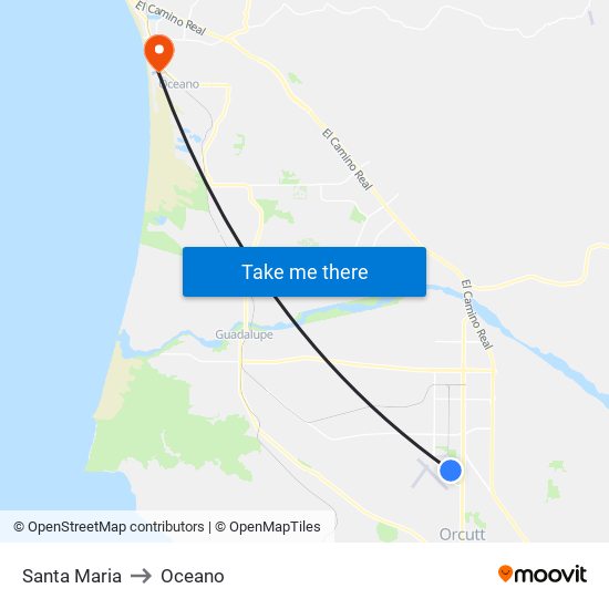 Santa Maria to Oceano map