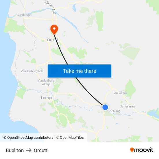 Buellton to Orcutt map