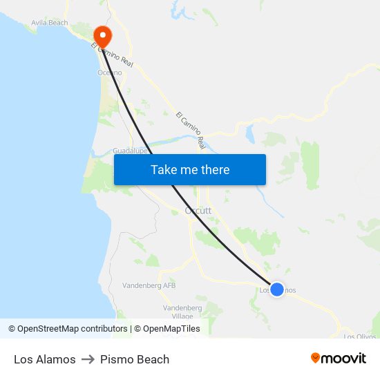 Los Alamos to Pismo Beach map