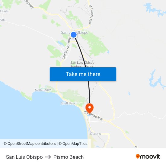 San Luis Obispo to Pismo Beach map