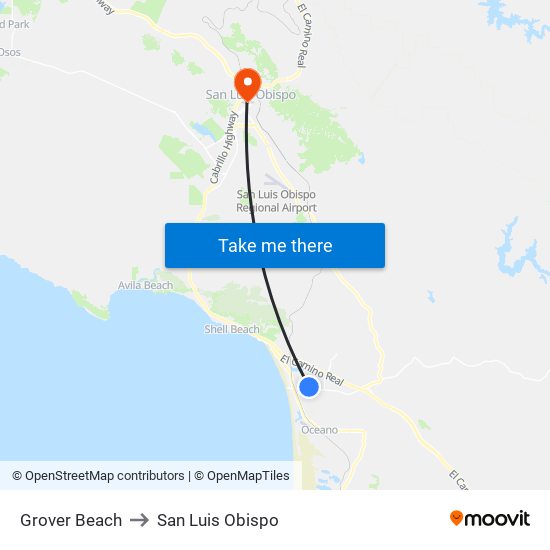 Grover Beach to San Luis Obispo map