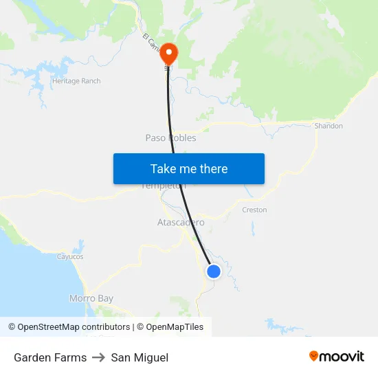 Garden Farms to San Miguel map