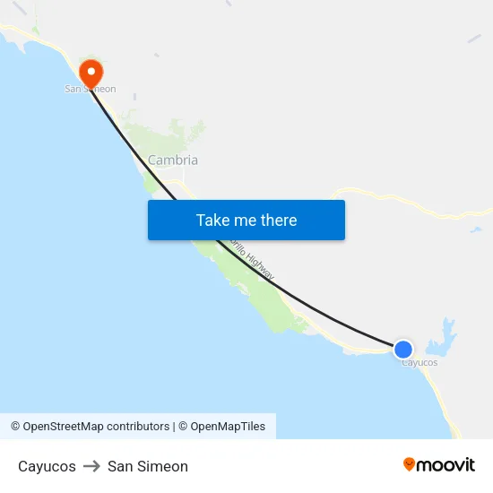Cayucos to San Simeon map