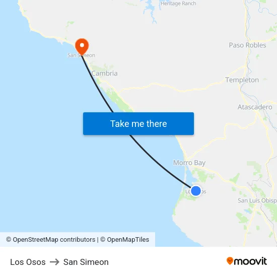 Los Osos to San Simeon map