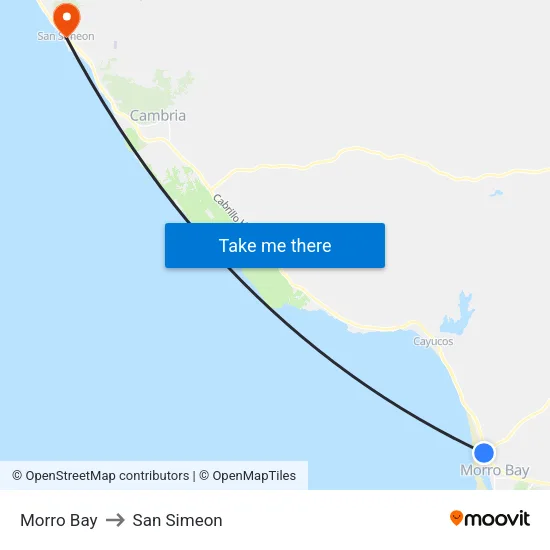 Morro Bay to San Simeon map
