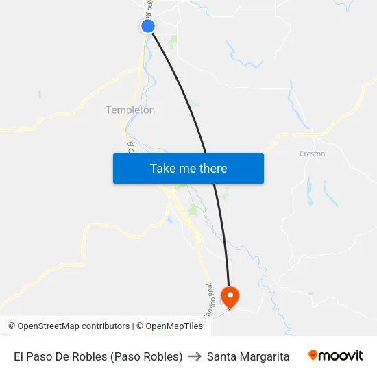 El Paso De Robles (Paso Robles) to Santa Margarita map