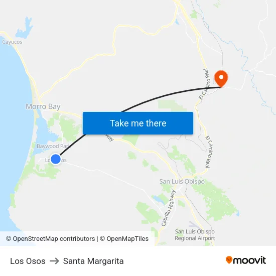 Los Osos to Santa Margarita map