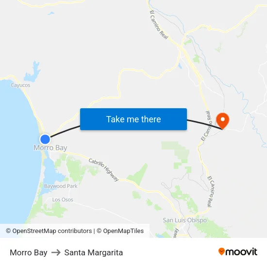 Morro Bay to Santa Margarita map