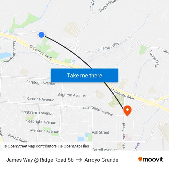 James Way @ Ridge Road Sb to Arroyo Grande map