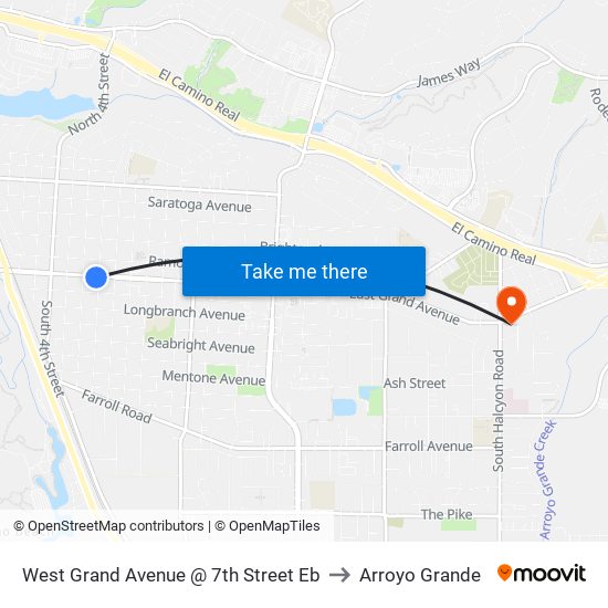 West Grand Avenue @ 7th Street Eb to Arroyo Grande map