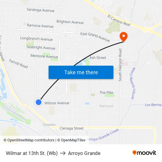 Wilmar at 13th St. (Wb) to Arroyo Grande map