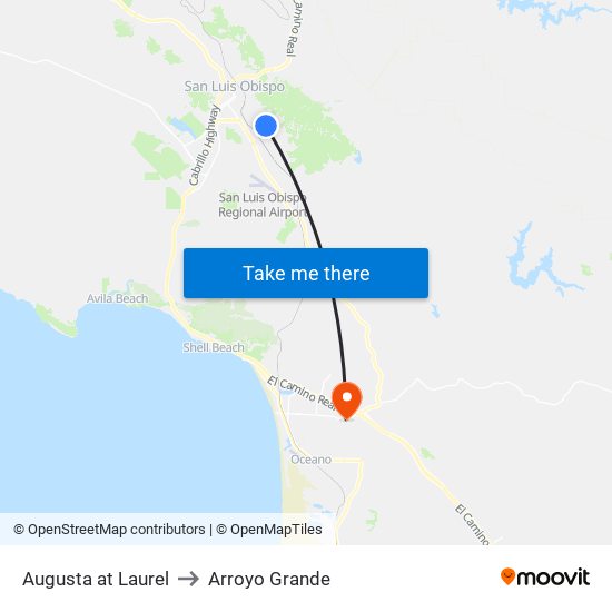 Augusta at Laurel to Arroyo Grande map