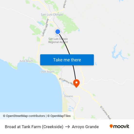 Broad at Tank Farm (Creekside) to Arroyo Grande map