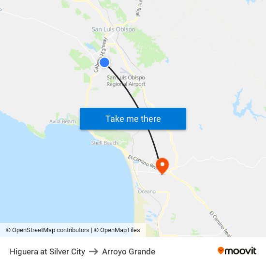 Higuera at Silver City to Arroyo Grande map
