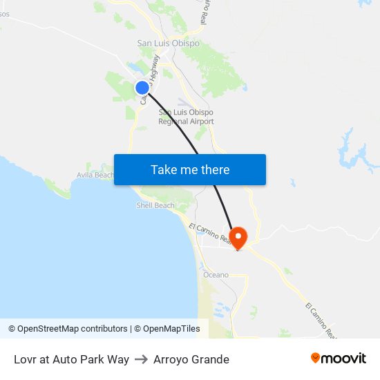 Lovr at Auto Park Way to Arroyo Grande map