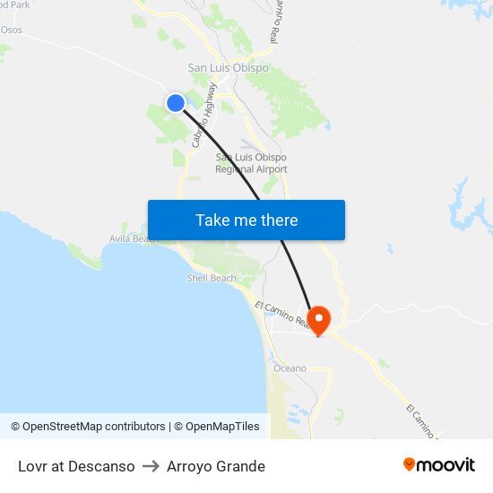 Lovr at Descanso to Arroyo Grande map