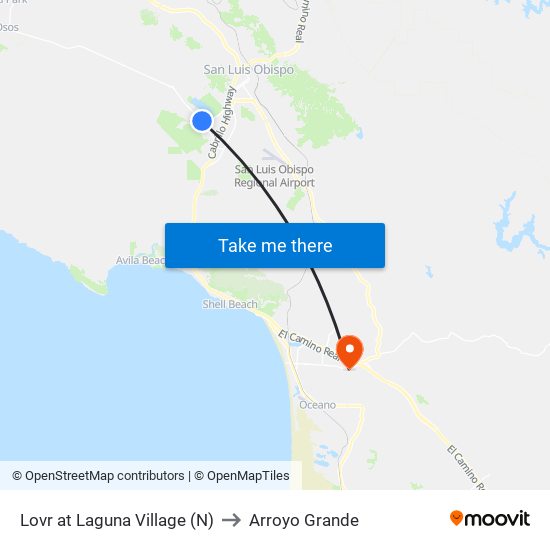 Lovr at Laguna Village (N) to Arroyo Grande map