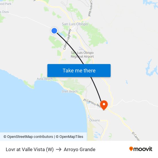 Lovr at Valle Vista (W) to Arroyo Grande map