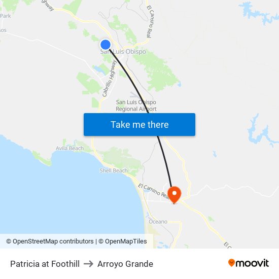 Patricia at Foothill to Arroyo Grande map