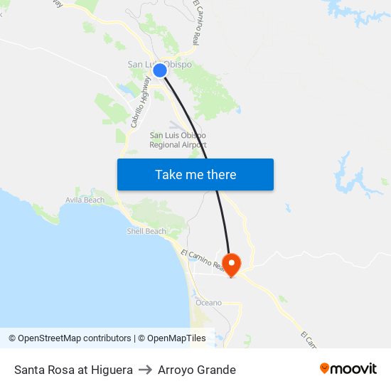 Santa Rosa at Higuera to Arroyo Grande map