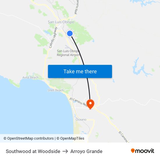 Southwood at Woodside to Arroyo Grande map