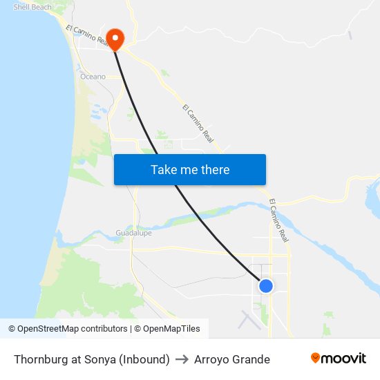 Thornburg at Sonya (Inbound) to Arroyo Grande map