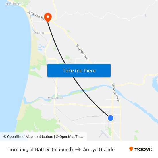 Thornburg at Battles (Inbound) to Arroyo Grande map