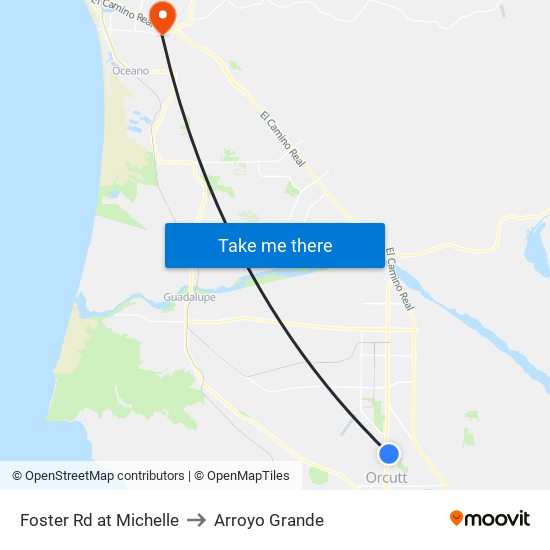 Foster Rd at Michelle to Arroyo Grande map