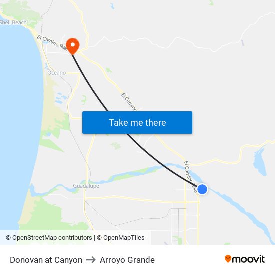 Donovan at Canyon to Arroyo Grande map