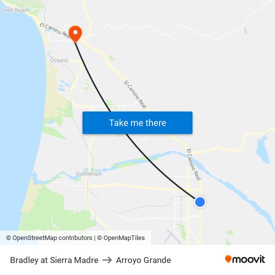 Bradley at Sierra Madre to Arroyo Grande map