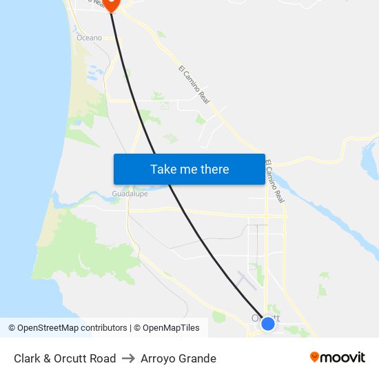 Clark & Orcutt Road to Arroyo Grande map