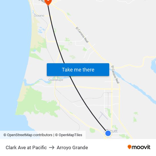 Clark Ave at Pacific to Arroyo Grande map