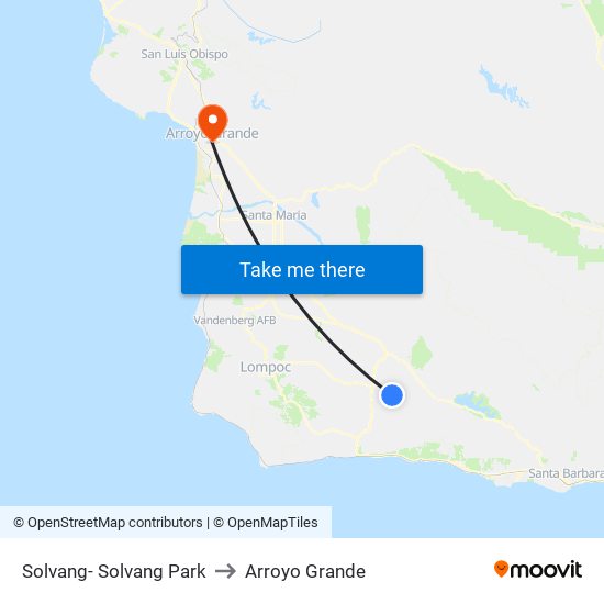 Solvang- Solvang Park to Arroyo Grande map