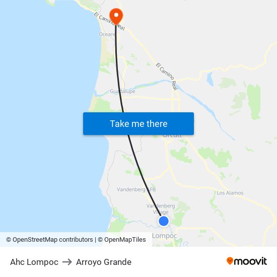 Ahc Lompoc to Arroyo Grande map