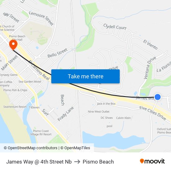 James Way @ 4th Street Nb to Pismo Beach map