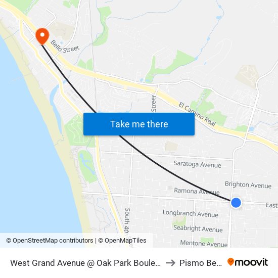 West Grand Avenue @ Oak Park Boulevard Eb to Pismo Beach map
