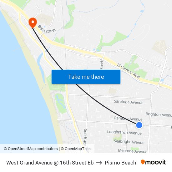 West Grand Avenue @ 16th Street Eb to Pismo Beach map