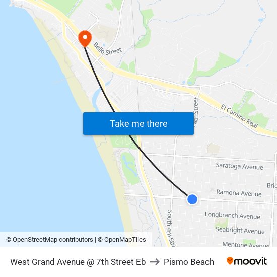 West Grand Avenue @ 7th Street Eb to Pismo Beach map