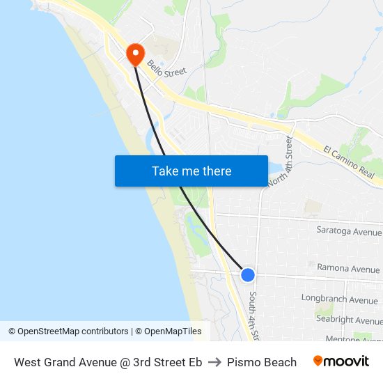 West Grand Avenue @ 3rd Street Eb to Pismo Beach map