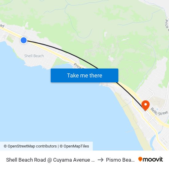 Shell Beach Road @ Cuyama Avenue Sb to Pismo Beach map