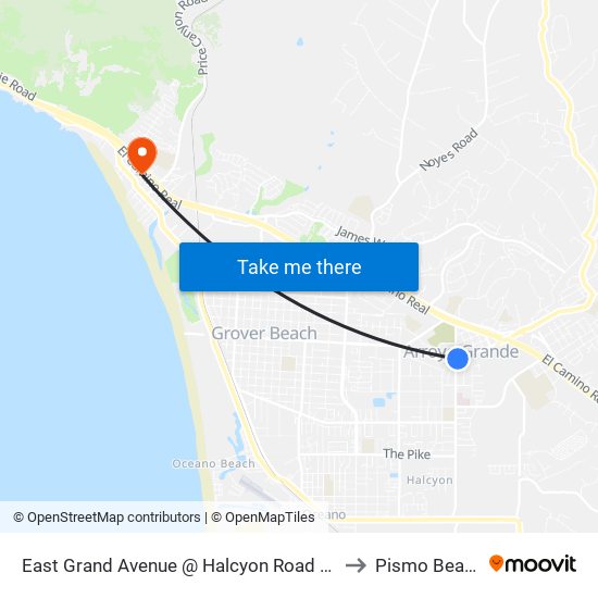 East Grand Avenue @ Halcyon Road Wb to Pismo Beach map