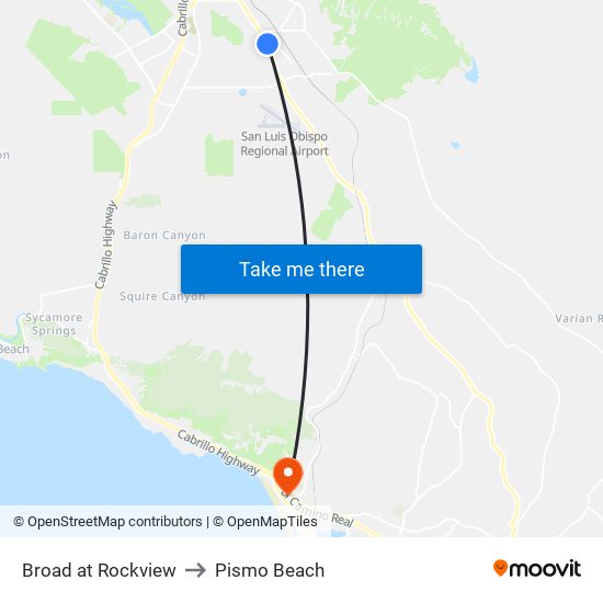 Broad at Rockview to Pismo Beach map