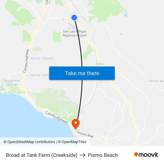 Broad at Tank Farm (Creekside) to Pismo Beach map